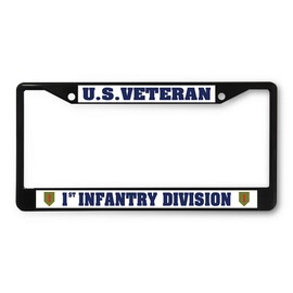 Sign Destination Metal License Plate Frame U.S. Veteran 1St Infantry Division Car Auto Tag Holder Black 2 Holes One Frame