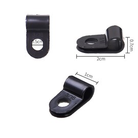DBOO 100 Pieces Nylon R-Type Cable Clamp Organizer Cord Clips for Wire Management 5mm Black CC-0.5