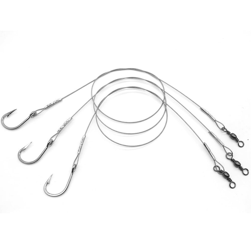 3/0-5/0 Shark Surf Rigs with 20 Inch 49-Strands Steel Leader(120Pound),Deep