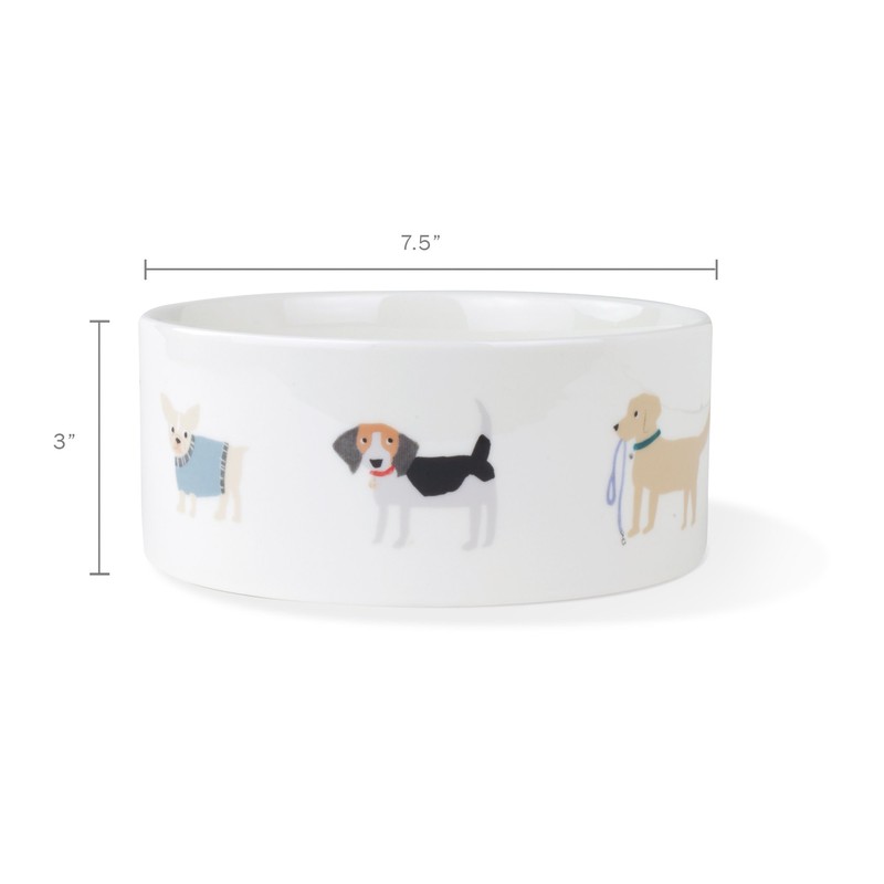 FRINGE STUDIO Happy Breeds Large Straight Bowl (475015) White