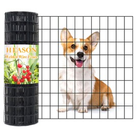 Black Welded Wire Fence PVC Coated Chicken Wire Fencing 72in H x 50ft L, 2in X 4in 14GA, 2/3/4/5/6 Ft Tall Wire Mesh Roll for Dog Border Garden Yard Vegetable Plant Protection Poultry Netting