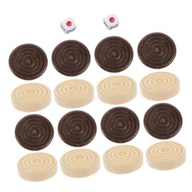 BESPORTBLE 1 Set Wooden Round Checkers Game Pieces Compatible with Chess Board Games Includes Markers Light Wood Dice for Classroom Family Gatherings