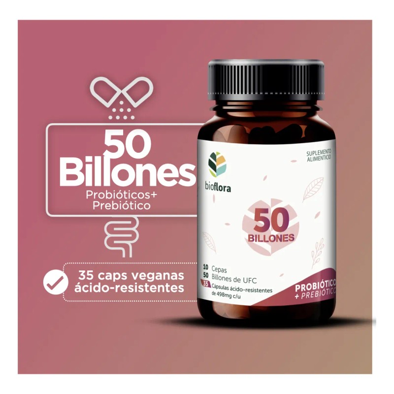 Bioflora Probióticos + Prebióticos 50 Billones UFC (35 capsulas)