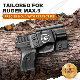 WARRIORLAND Ruger MAX-9 Holster IWB Kydex Holster Optics Cut: Ruger Max 9 Pistol, Inside Waistband Appendix Carry MAX 9mm Holster, Adj. Retention & Cant, Right Hand
