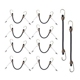 JAKOUE 4 Inch Black Bungee Cords with Hooks, 10 Pack Heavy Duty Mini Elastic Straps | Outdoor Use for Securing, Tarps, Camping Gear