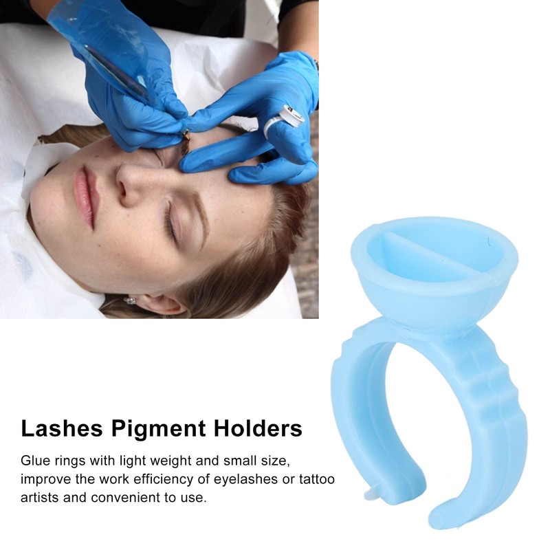 100PCS Glue Rings, Blue Remove Excess Glue Eyelash Extension Cups
