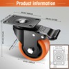 ASRINIEY Casters, 3" Caster Wheels, Orange Polyurethane Castors, Top Plate