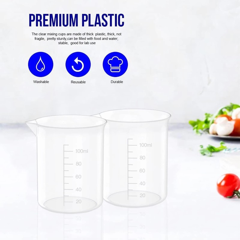 Goiio 12 Pcs 3.4 Oz Transparent Lab Measuring Cup, 100ml