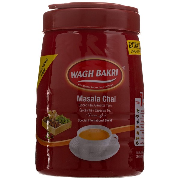 Wagh Bakri Masala Tea Spiced Tea Leaves in Export Pack,250 grams / 8.825 oz