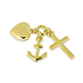 Pendant Yellow Gold 333 Gold 8 Carat Faith Love Hope Anchor Heart Pendant Chains Gold Jewellery, Yellow Gold