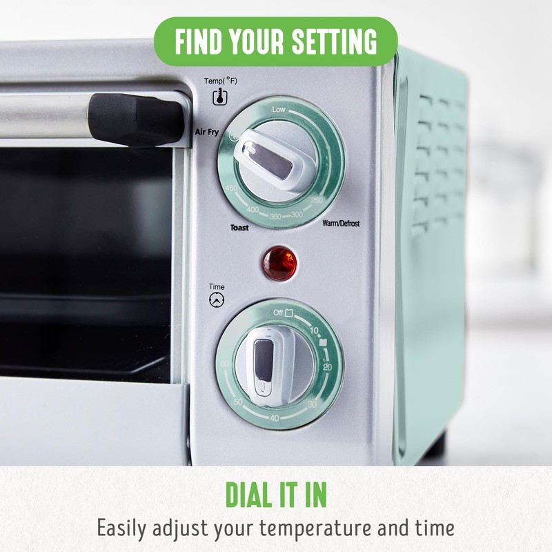 GreenLife Countertop Toaster Oven Air Fryer Stainless Steel, Healthy Ceramic