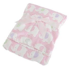Baby Elephant Luxury Pram Blanket -Boy/Girl Options (75cm x 100cm) (Pink)