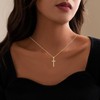 Qyzz Cross Necklace for Women, 14K Gold Plated Cross Pendant