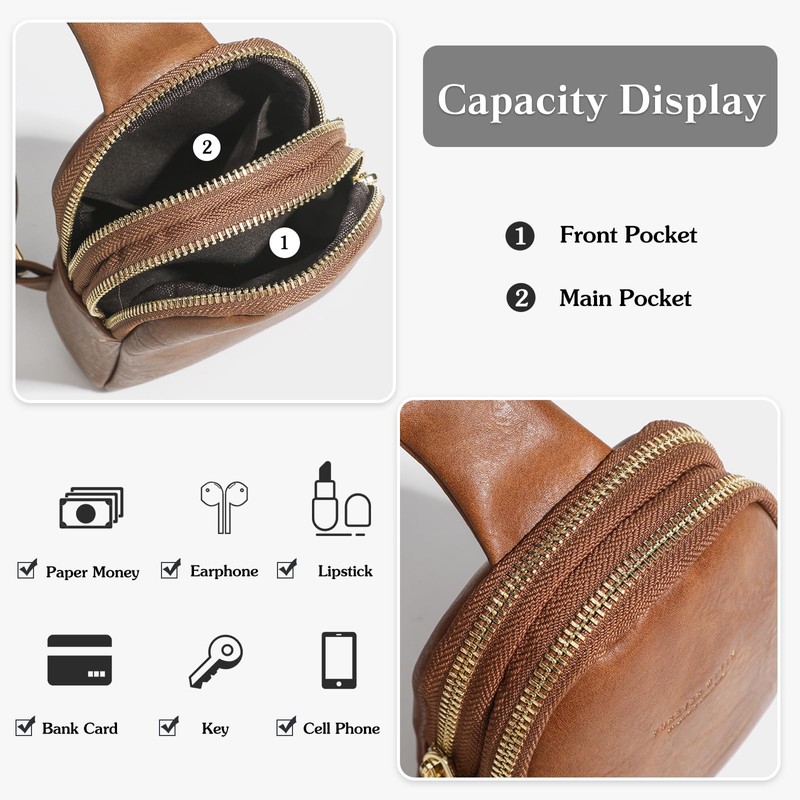 PORRASSO Women Sling Bag Retro Shoulder Crossbody Bag Chest Bag