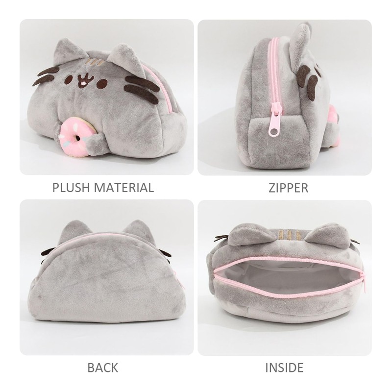 2 Pieces Cute Cat Cosmetic Bag, Plush Cosmetic Bag, Large