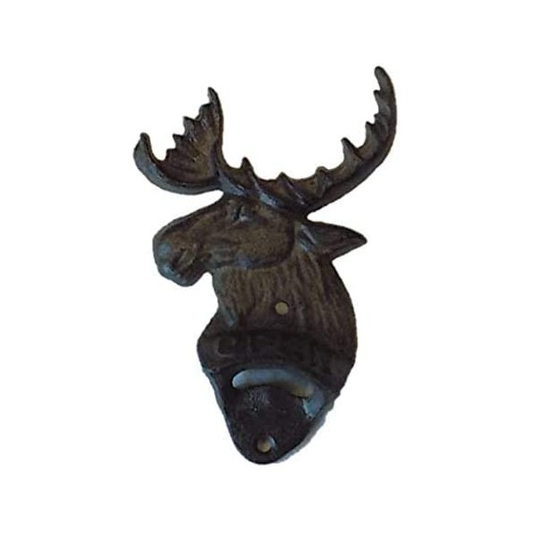 1 CAST IRON MOOSE BEER BOTTLE OPENER RUSTIC