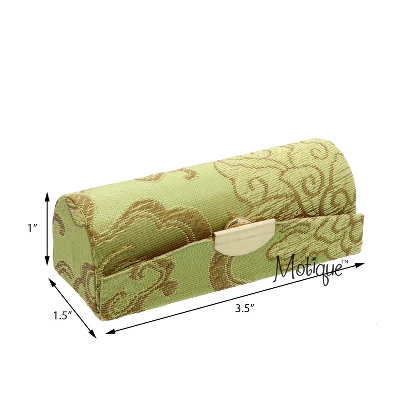 Motique Accessories Lime Lipstick Case with Brocade Design