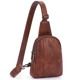HKCLUF 4059 Crossbody Sling Bag For Women Vegan Leather Crossbody Fanny Packs Fashion Chest Bag with Adjustable Strap Perfect for Back to School:_Brown 