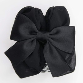 Beautiful Hair Twin Comb Knot Ribbon Large Size L Size (Made in Japan) Volume Hair Can Be Alone OK, Brown