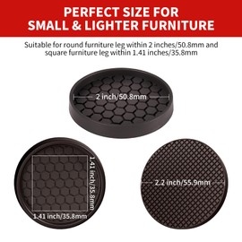Ezprotekt Non Slip Furniture Pads, 8 Pcs 2" Anti Skid Rubber Furniture Caster Cups, Anti-Slip Furniture Coasters for Hardwoods Floors, Anti Slide Floor Protectors for Bed Couch Stoppers (Brown)