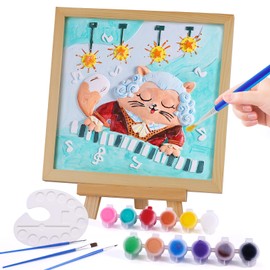 ONE TO FOUR Paint Gifts for Kids - Cat Plaster Painting Kit - Arts and Crafts for Kids Ages 8-12, DIY Art Supplies Paint Set, Toys Girls Boy Birthday Gift Ages 8 9 10 11 12