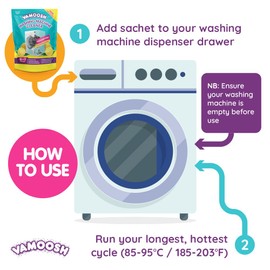 Vamoosh 6-in-1 Washing Machine Cleaner | Patented Pet Hair Dissolving Technology | Made in the UK | No Harmful Chemicals | Removes Limescale | Descales | Lemon Fresh Scent | 150g (Pack of 2)