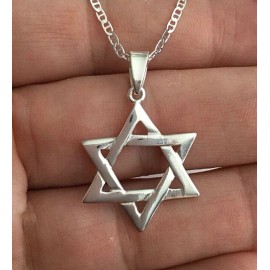 Alex and Elsa 925 STERLING SILVER DAVID STAR NECKLACE 20” LONG/CADENA ESTRALLA DAVID 20" -  P1