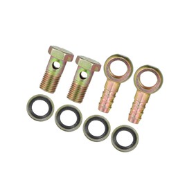 Motoforti Banjo Bolt M14x1.5 12mm Banjo Hose Barb Bolt Fittings Brake Line Fitting Adapter with Copper Washers for Motorcycle Car (Set of 2) Long-lasting