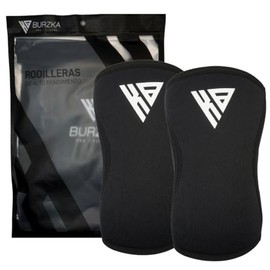 BURZKA Rodilleras Neopreno Crossfit 5 mm Levantamiento de Pesas Powerlifting Gym Compresion Apoyo Soporte de Rodillas (Negro, Grande)                 