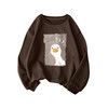 WDIRARA Women's Cartoon Duck Printed Crew Neck Sweatshirt Graphic Long