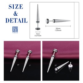 Yumilok Punk Studs Earrings for Women Mens Cone Spike Stainless Steel Piercing Spike silver