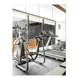Home Gym Mirror Tiles, Large Workout Mirrors for Home Gym,Square Mirror(Glass,16x12''-16PCS), Large Full Body Mirror for Gym, Wall Mirror for Garage, Bedroom, Bathroom (Glass - 16''x12'' - 16PCS)