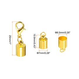 MECCANIXITY 10Pcs Cord End Caps, 6.5mm End Caps Barrel Beads Kumihimo End Caps Iron for Leather Ribbon Clamp Clasp Jewelry Making Necklace Cord DIY Craft (Gold)