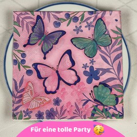DIWULI Napkins Pack of 20 Children's Birthday Party Butterflies