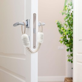 HENGBIRD Door Stopper Latch, Pack of 2 Cotton Door Stopper Latch, Door Cord, Door Cord Clamp Protection, Door Cords Door Stopper for Doors Pet & Children Finger Protection (White)