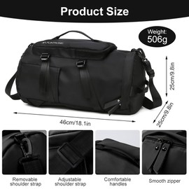 flintronic Sports Bag Women Men 33L Travel Bag with Shoe Compartment Wet Compartment Foldable Travel Bag Weekender Sports Bag Swimming Bag Fitness Bag Training Bag for Travel, Fitness, Sports, black,