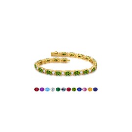 Iefil Peridot Tennis Bracelets for Women - Gold Plated August Birthstone Bracelet Sterling Silver, Anniversary Birthday Gifts for Women, Jewelry Gifts for Woman Her,7"