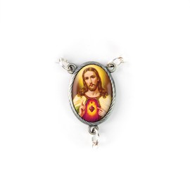 Olive Wood Car Rosary For Rearview Mirror From The Holy Land Of Bethlehem - Auto Rosary With Jesus Sacred Heart (Red) Medal & Crucifix Cross Charm - 7" Pocket Rosary Beads For Hanging