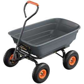 VINGLI Dump Cart Wagon, 440LBS Quick-Release Dump Wheelbarrow, All-Terrain 10" Tires Garden Wagon for Yard, Lawn and Outdoor Use