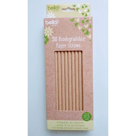 50 Biodegradable Paper Straws, Brown and Disposable Straws
