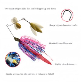 RuiJiaXiang 6pcs 11g 13g 19g skirted Jig heads fishing rubber jig heads spinner baits lures spoon bait spinnerbait kit Include plastic fishing tackle box fishing for freshwater saltwater