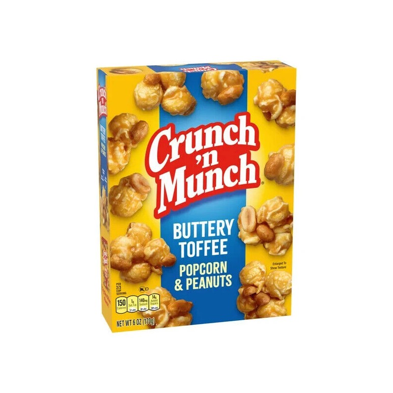 CRUNCH 'N MUNCH Buttery Toffee Popcorn with Peanuts, 6 oz.