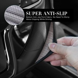 Aooble Sports Leather Steering Wheel Cover Car Accessories, Universal Size fit 14-15 Inch All Vehicle Steering Wheel Cover