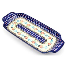 Polish Pottery Bread Tray - Timeless Daisy Delight Pattern - 13" Length x 8" Width - by Zaklady Ceramiczne Boleslawiec Poland