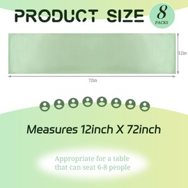 8 Pack Sage Green Table Runner 12 x 72 Inch Satin Table Runner for Rectangle Round Tables,Sage Green Table Runners for Wedding,Birthday Banquets Engagements Party Decoration