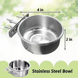 Tfwadmx 2 Pcs Bird Feeding Dish Cups,Parrot Food Bowl Clamp Holder Coop Cup Bird Cage Water Bowl for Parakeet African Greys Conure Cockatiels Lovebird Budgie Chinchilla