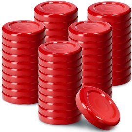 KADAX Screw Cap fi43 mm, Twist-Off Metal Lid Set, Fits 40 ml Jars, Replacement Lids with 4 Locking Teeth, Lids for Jars, Bottles and Mason Jars (Pack of 50, Red)