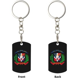Llavero SQMGEHVNY Escudo de la República Dominicana para hombres y mujeres, llavero de metal de aluminio, gran regalo, negro, talla única, Negro, One Size
