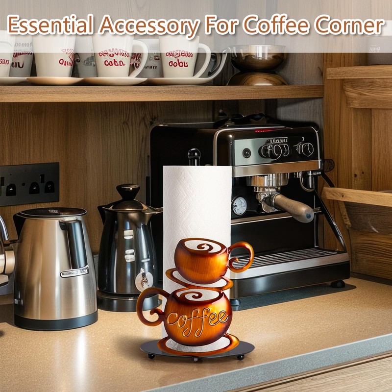 Standing Paper Towel Roll Holder Countertop for Coffee Lovers Women