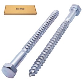 SKIR'CO (6 pcs) DIN 571 Zinc Plated Steel Hexagon Head Wood Screws M12 x 160 mm, Coach Screws, Hex Screw, Lag Bolts